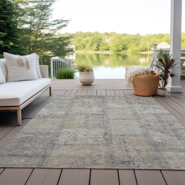 Homeroots 3' Beige Taupe And Brown Patchwork Washable Area Rug For Indoor Or Outdoor Spaces, Stylish & Durable 3' X 5' Polyester 581569
