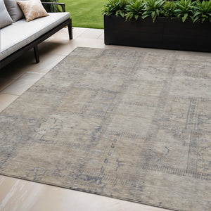 Homeroots 3' Beige Taupe And Brown Patchwork Washable Area Rug For Indoor Or Outdoor Spaces, Stylish & Durable 5' X 8' Polyester 581570