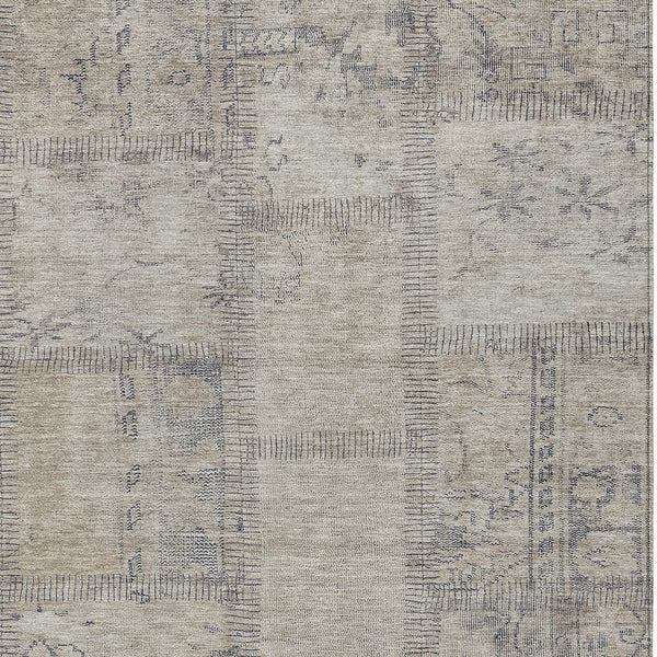Homeroots 3' Beige Taupe And Brown Patchwork Washable Area Rug For Indoor Or Outdoor Spaces, Stylish & Durable 8' X 10' Polyester 581572