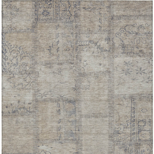 Homeroots 3' Beige Taupe And Brown Patchwork Washable Area Rug For Indoor Or Outdoor Spaces, Stylish & Durable 8' X 10' Polyester 581572
