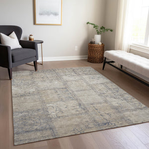 Homeroots 3' Beige Taupe And Brown Patchwork Washable Area Rug For Indoor Or Outdoor Spaces, Stylish & Durable 8' X 10' Polyester 581572