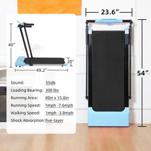 English Elm Treadmills for Home Office Use with Led Display Compact Under Desk Walking Running Blue W1303113538