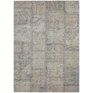 Homeroots 3' Beige Taupe And Brown Patchwork Washable Area Rug For Indoor Or Outdoor Spaces, Stylish & Durable 9' X 12' Polyester 581573