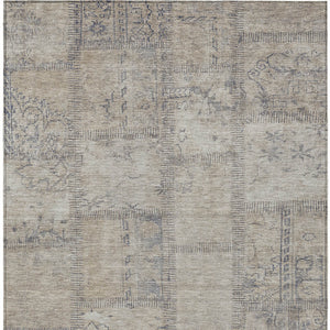 Homeroots 3' Beige Taupe And Brown Patchwork Washable Area Rug For Indoor Or Outdoor Spaces, Stylish & Durable 10' X 14' Polyester 581574
