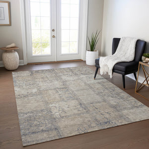 Homeroots 3' Beige Taupe And Brown Patchwork Washable Area Rug For Indoor Or Outdoor Spaces, Stylish & Durable 10' X 14' Polyester 581574