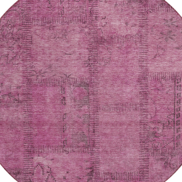 Homeroots 3' Beige Taupe And Brown Patchwork Washable Area Rug For Indoor Or Outdoor Spaces, Stylish & Durable 8' Round Polyester 581577