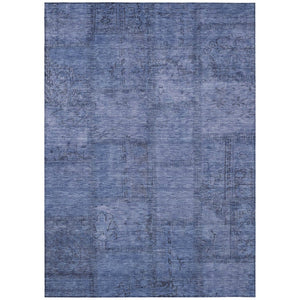 HomeRoots 9' Durable Denim Blue and Sky Blue Patchwork Area Rug - Versatile Indoor/Outdoor Stain-Resistant Design 9' X 12' 581585