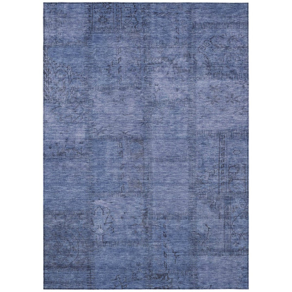 HomeRoots 9' Durable Denim Blue and Sky Blue Patchwork Area Rug - Versatile Indoor/Outdoor Stain-Resistant Design 9' X 12' 581585