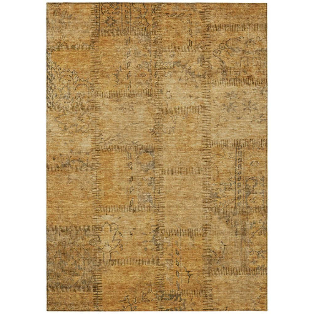 HomeRoots 5' Patchwork Area Rug in Peach, Gray & Charcoal – Washable, Stylish, Indoor/Outdoor Durability 5' X 8' 581588