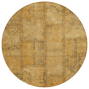 HomeRoots 5' Patchwork Area Rug in Peach, Gray & Charcoal – Washable, Stylish, Indoor/Outdoor Durability 8' Round 581589