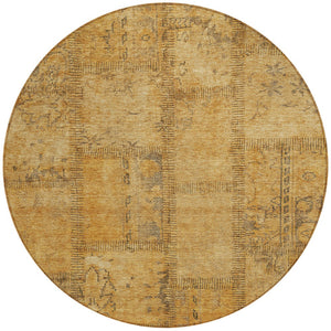 Homeroots 3' Beige Taupe And Brown Patchwork Washable Area Rug For Indoor Or Outdoor Spaces, Stylish & Durable 8' Round Polyester 581589