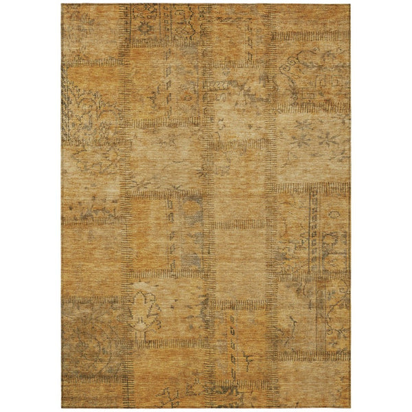 HomeRoots 5' Patchwork Area Rug in Peach, Gray & Charcoal – Washable, Stylish, Indoor/Outdoor Durability 8' X 10' 581590