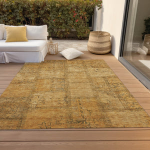 Homeroots 3' Beige Taupe And Brown Patchwork Washable Area Rug For Indoor Or Outdoor Spaces, Stylish & Durable 9' X 12' Polyester 581591