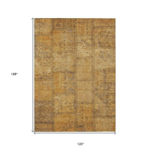 Homeroots 3' Beige Taupe And Brown Patchwork Washable Area Rug For Indoor Or Outdoor Spaces, Stylish & Durable 10' X 14' Polyester 581592