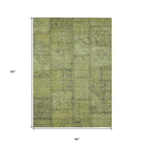 Homeroots 3' Beige Taupe And Brown Patchwork Washable Area Rug For Indoor Or Outdoor Spaces, Stylish & Durable 5' X 8' Polyester 581594