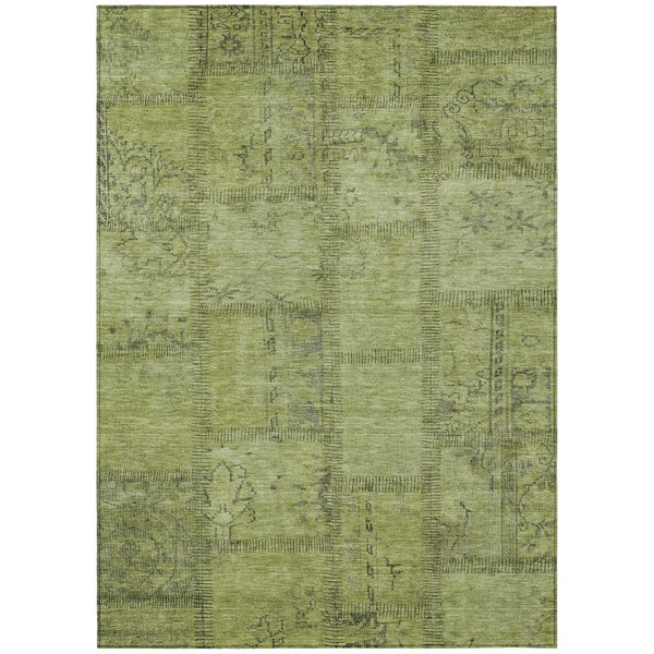 HomeRoots 5' Patchwork Area Rug in Fern and Artichoke Green - Durable, Washable, Indoor/Outdoor Essential 8' X 10' 581596