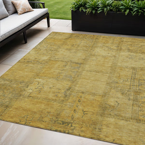 Homeroots 3' Beige Taupe And Brown Patchwork Washable Area Rug For Indoor Or Outdoor Spaces, Stylish & Durable 5' X 8' Polyester 581600