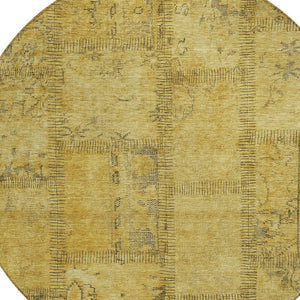 Homeroots 3' Beige Taupe And Brown Patchwork Washable Area Rug For Indoor Or Outdoor Spaces, Stylish & Durable 8' Round Polyester 581601