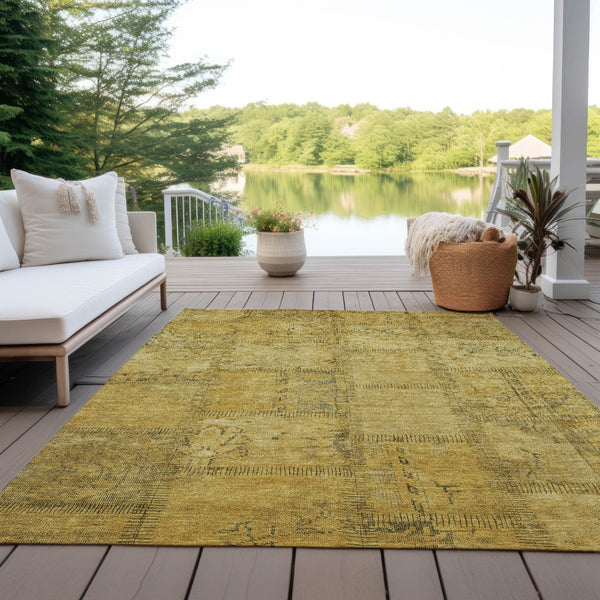 Homeroots 3' Beige Taupe And Brown Patchwork Washable Area Rug For Indoor Or Outdoor Spaces, Stylish & Durable 8' X 10' Polyester 581602