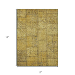 Homeroots 3' Beige Taupe And Brown Patchwork Washable Area Rug For Indoor Or Outdoor Spaces, Stylish & Durable 10' X 14' Polyester 581604