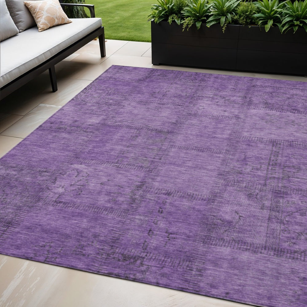 HomeRoots 5' Stylish Purple Eggplant and Gray Patchwork Area Rug - Washable, Durable, Indoor/Outdoor Comfort 5' X 8' 581606