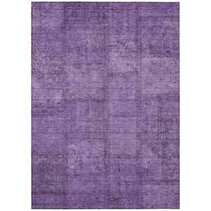 HomeRoots 5' Stylish Purple Eggplant and Gray Patchwork Area Rug - Washable, Durable, Indoor/Outdoor Comfort 8' X 10' 581608