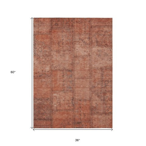 Homeroots 3' Beige Taupe And Brown Patchwork Washable Area Rug For Indoor Or Outdoor Spaces, Stylish & Durable 3' X 5' Polyester 581611