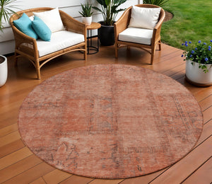 Homeroots 3' Beige Taupe And Brown Patchwork Washable Area Rug For Indoor Or Outdoor Spaces, Stylish & Durable 8' Round Polyester 581613