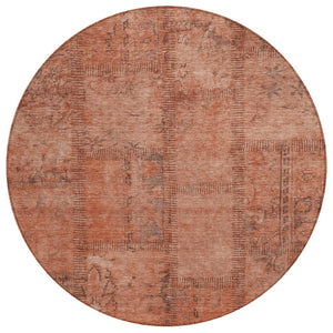HomeRoots 5' Patchwork Area Rug in Salmon, Copper & Gray - Durable, Washable Indoor/Outdoor Design for Modern Spaces 8' Round 581613