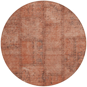 Homeroots 3' Beige Taupe And Brown Patchwork Washable Area Rug For Indoor Or Outdoor Spaces, Stylish & Durable 8' Round Polyester 581613