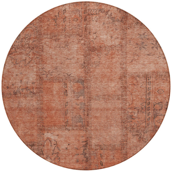 Homeroots 3' Beige Taupe And Brown Patchwork Washable Area Rug For Indoor Or Outdoor Spaces, Stylish & Durable 8' Round Polyester 581613