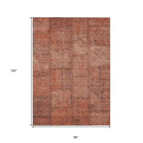 Homeroots 3' Beige Taupe And Brown Patchwork Washable Area Rug For Indoor Or Outdoor Spaces, Stylish & Durable 8' X 10' Polyester 581614
