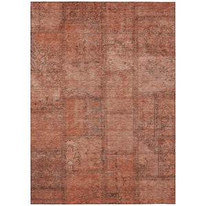 HomeRoots 9' Salmon Copper and Gray Patchwork Area Rug - Stylish, Washable Design for Indoor & Outdoor Use 9' X 12' 581615