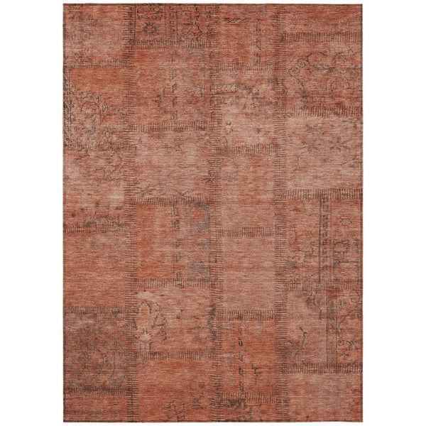 HomeRoots 9' Salmon Copper and Gray Patchwork Area Rug - Stylish, Washable Design for Indoor & Outdoor Use 9' X 12' 581615