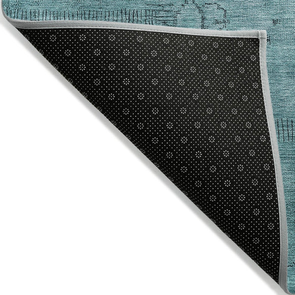 HomeRoots 9' Coastal-Inspired Teal Blue Aqua Patchwork Rug – Durable, Washable for Indoor & Outdoor Spaces 9' X 12' 581621