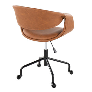 English Elm Task Chair with Chrome Five Star Base Grey Fabric Seat for Modern Home Office Use Black,Camel B202P474190