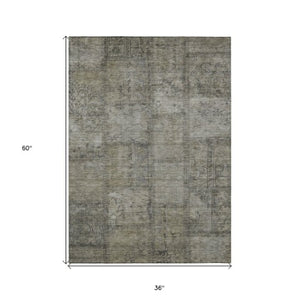 Homeroots 3' Beige Taupe And Brown Patchwork Washable Area Rug For Indoor Or Outdoor Spaces, Stylish & Durable 3' X 5' Polyester 581623