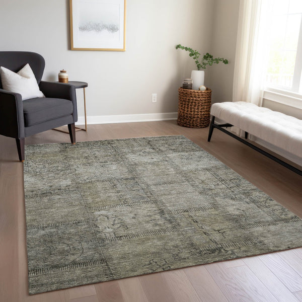 Homeroots 3' Beige Taupe And Brown Patchwork Washable Area Rug For Indoor Or Outdoor Spaces, Stylish & Durable 3' X 5' Polyester 581623