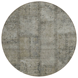 HomeRoots 5' Taupe Brown and Beige Patchwork Area Rug - Durable, Washable Design for Indoor and Outdoor Spaces 8' Round 581625