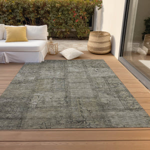 Homeroots 3' Beige Taupe And Brown Patchwork Washable Area Rug For Indoor Or Outdoor Spaces, Stylish & Durable 8' X 10' Polyester 581626