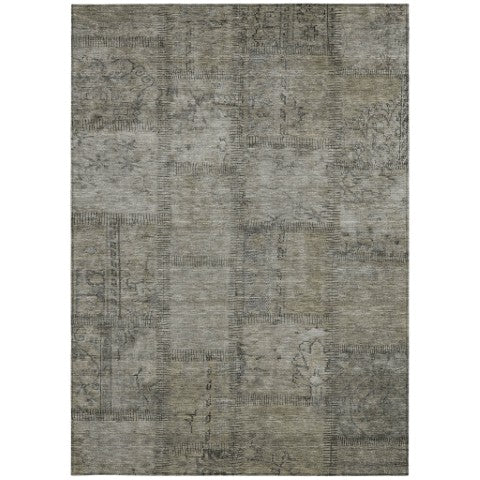 Homeroots 3' Beige Taupe And Brown Patchwork Washable Area Rug For Indoor Or Outdoor Spaces, Stylish & Durable 8' X 10' Polyester 581626