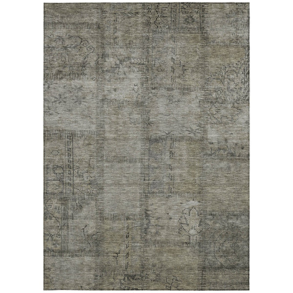 Homeroots 3' Beige Taupe And Brown Patchwork Washable Area Rug For Indoor Or Outdoor Spaces, Stylish & Durable 9' X 12' Polyester 581627