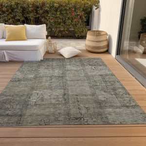 Homeroots 3' Beige Taupe And Brown Patchwork Washable Area Rug For Indoor Or Outdoor Spaces, Stylish & Durable 9' X 12' Polyester 581627