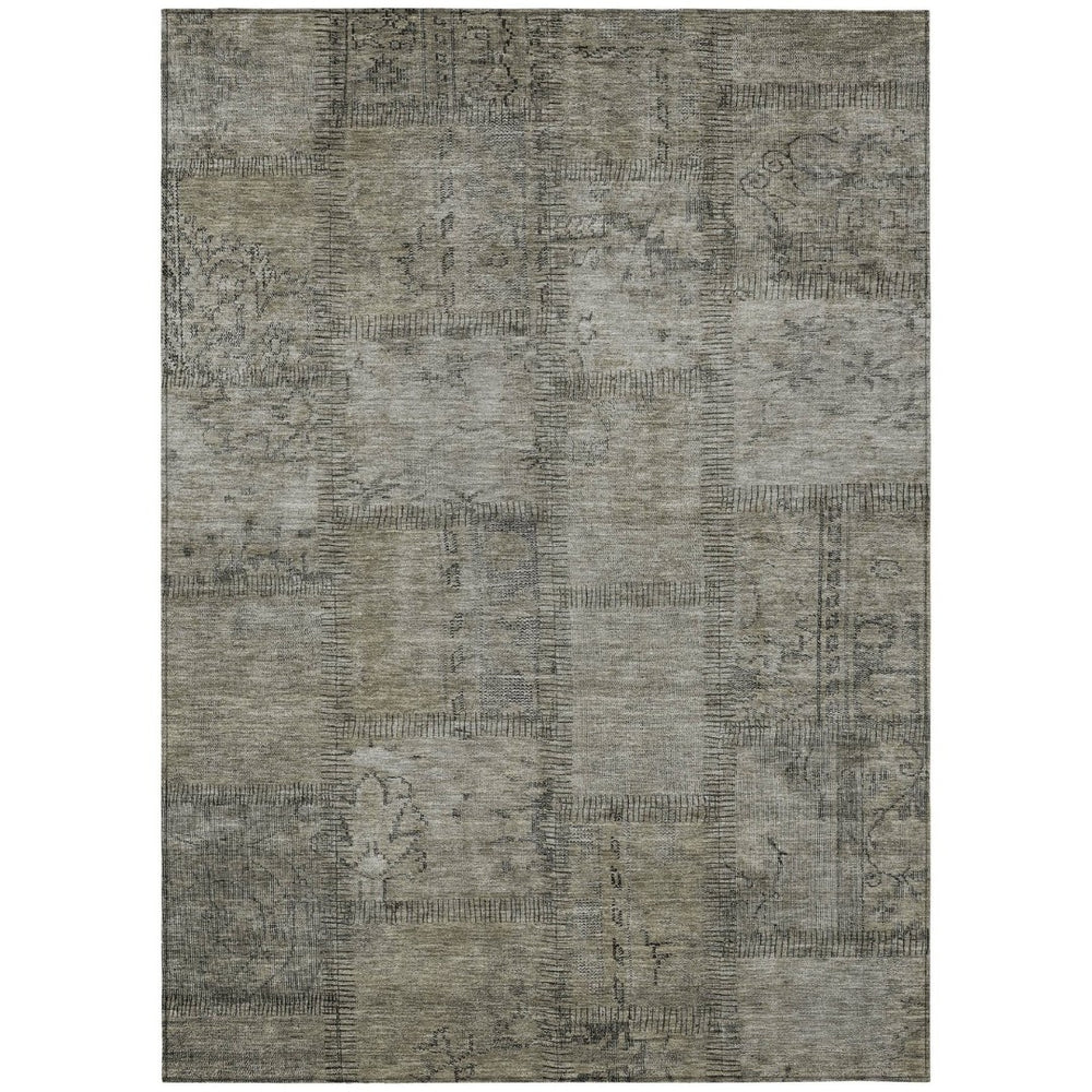 HomeRoots 9' Durable Taupe Brown and Beige Patchwork Area Rug – Stylish, Washable for Indoor and Outdoor Use 9' X 12' 581627