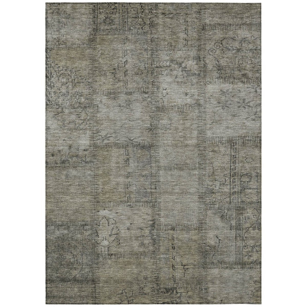 HomeRoots 9' Durable Taupe Brown and Beige Patchwork Area Rug – Stylish, Washable for Indoor and Outdoor Use 9' X 12' 581627