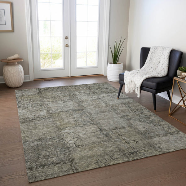 Homeroots 3' Beige Taupe And Brown Patchwork Washable Area Rug For Indoor Or Outdoor Spaces, Stylish & Durable 9' X 12' Polyester 581627
