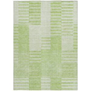 Homeroots 3' Stylish Artichoke Green And Mint Striped Washable Indoor-outdoor Area Rug For All Spaces 5' X 8' Polyester 581630