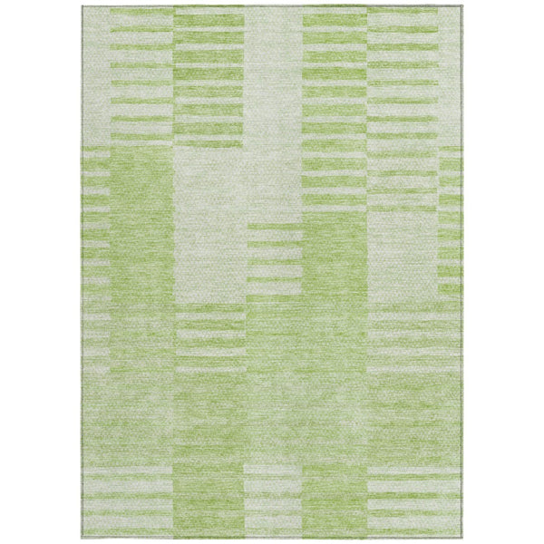 Homeroots 3' Stylish Artichoke Green And Mint Striped Washable Indoor-outdoor Area Rug For All Spaces 5' X 8' Polyester 581630