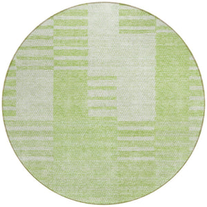 Homeroots 3' Stylish Artichoke Green And Mint Striped Washable Indoor-outdoor Area Rug For All Spaces 8' Round Polyester 581631