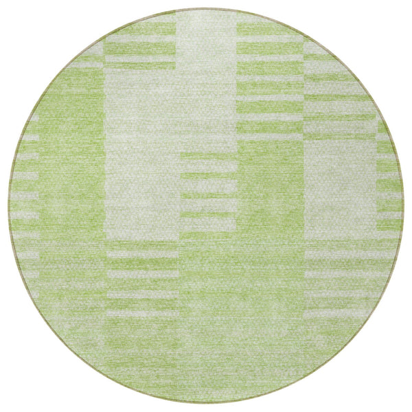 Homeroots 3' Stylish Artichoke Green And Mint Striped Washable Indoor-outdoor Area Rug For All Spaces 8' Round Polyester 581631